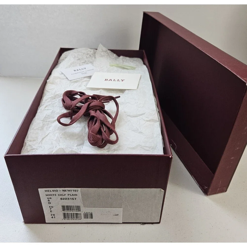 BALLY Sneakers White HELVIO-107 Mens Sz US 8D With Box Extra Laces Trainspotting - Picture 7 of 8